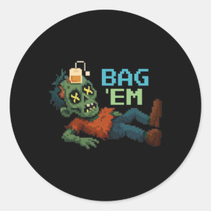 G em Pixel Zombie Tea G Halloween Npc Gamer Meme  Classic Round Sticker