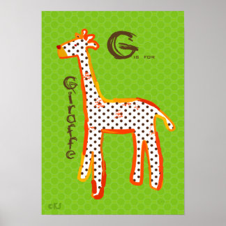 'G est pour la girafe' affiche de peinture numériq
