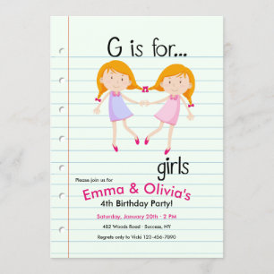 G est pour les filles Invitation à la fête d'anniv