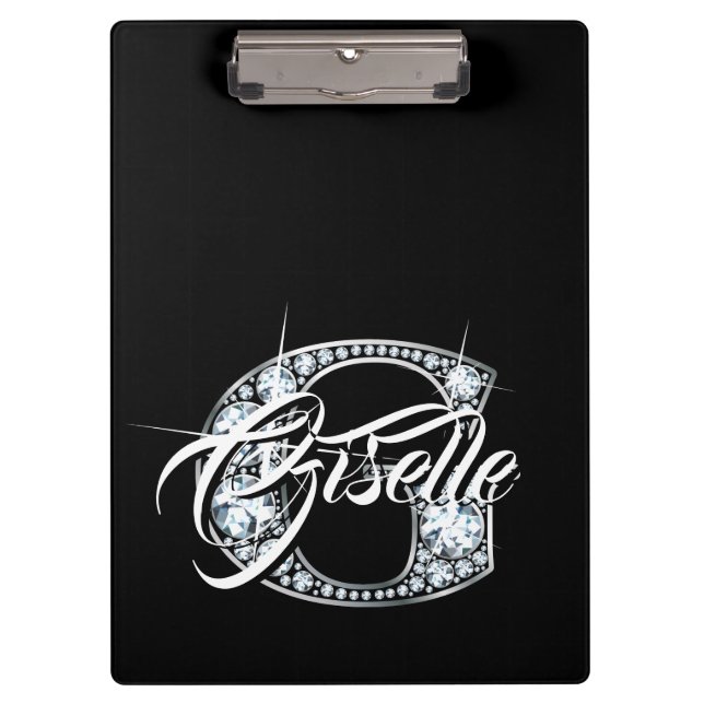 G Faux Diamond Bling Monogram Clipboard (Front)