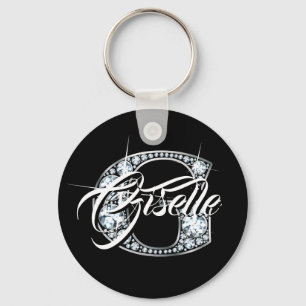 G Faux Diamond Bling Monogram Keychain
