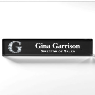 G Faux Diamond Desk Nameplate