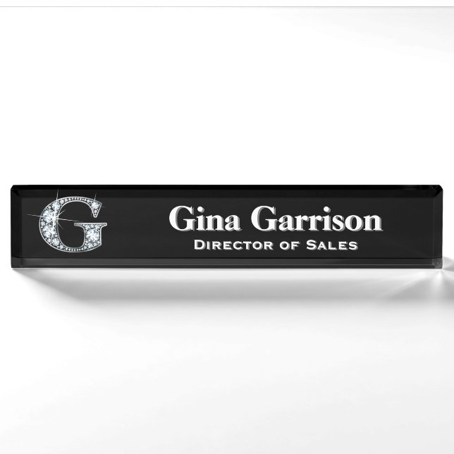 G Faux Diamond Desk Nameplate (Front)