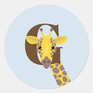 G for Giraffe Classic Round Sticker