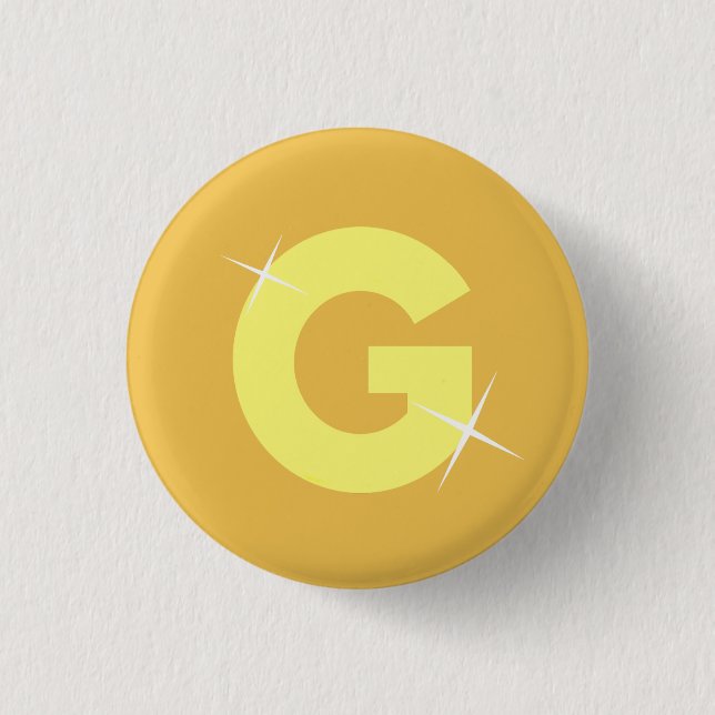 G for Gold 1 Inch Round Button (Front)