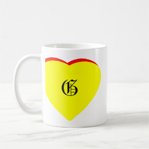 "G" Heart Yellow Red Wedding Invitation The MUSEUM Coffee Mug