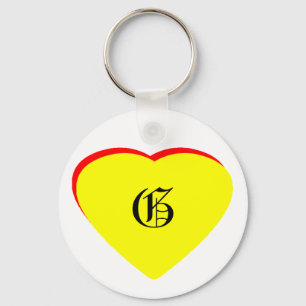 "G" Heart Yellow Red Wedding Invitation The MUSEUM Keychain