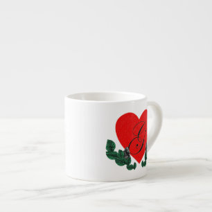 G in a heart ( customizable) espresso cup