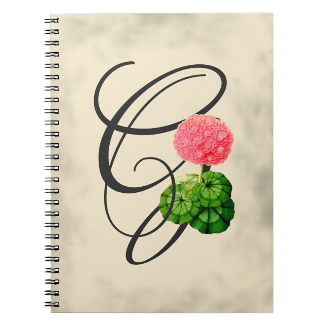 G initial, Carnet Vintage de géranium (Devant)