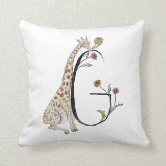 G is for Giraffe and Gerber Daisy Pillow! Throw Pillow