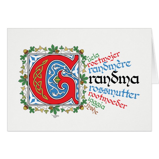 G is for Grandma Card (Front Horizontal)