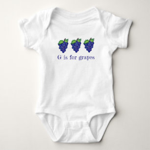 G is for Grapes Purple Bunch Fruit Alphabet ABCs Baby Bodysuit
