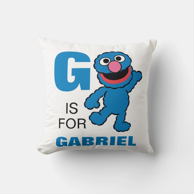 G is for Grover | Add Your Name Throw Pillow (Front)