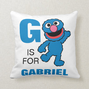 G is for Grover Add Your Name Throw Pillow