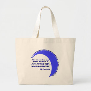 G. K. Chesterton Stormy Sea Large Tote Bag
