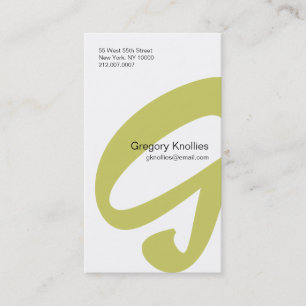 G Letter Alphabet Business Card Gold