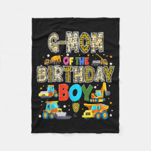 G Mom of The Birthday Boy Construction Worker Fleece Blanket