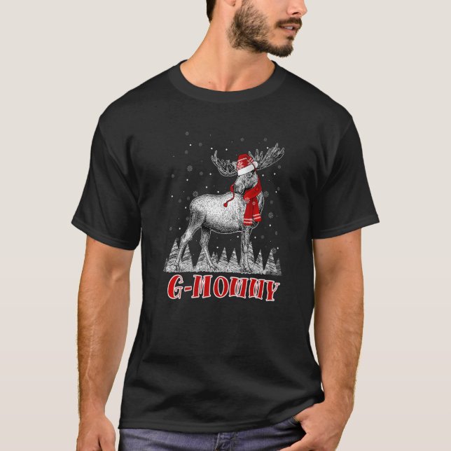 G Mommy Moose Wear Santa Hat Matching Christmas Co T-Shirt (Front)