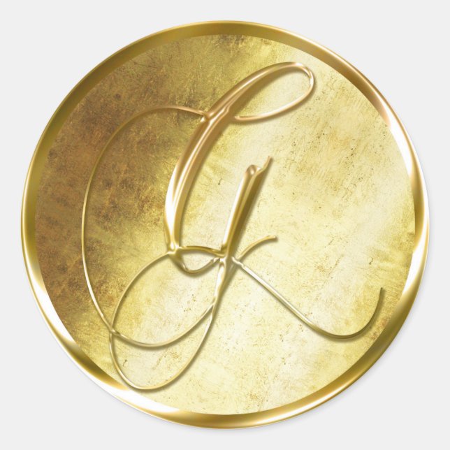 G Monogram Faux Gold Envelope Seal Stickers (Front)