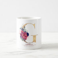 G Monogram Floral Burgundy Red and Navy Blue