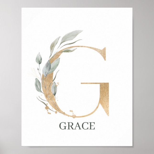 G Monogram Floral Personalized Poster (Front)