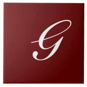 G Monogram Initial White on Maroon Tile