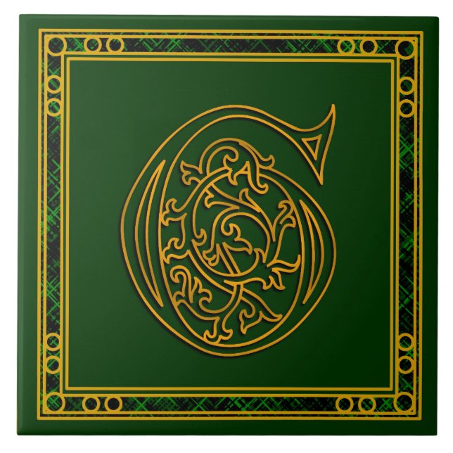 G Monogram "Irish Gold on Green" Ceramic Tiles (Front)