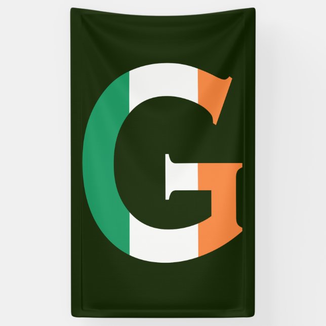 G Monogram overlaid on Irish Flag (v) bnrt Banner (Vertical)