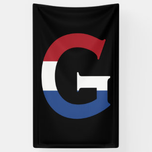G Monogram overlaid on NLD flag on bk bnrcnt Banner