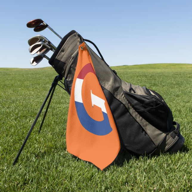 G Monogram overlaid on NLD Flag on or gtcnt Golf Towel (Green)