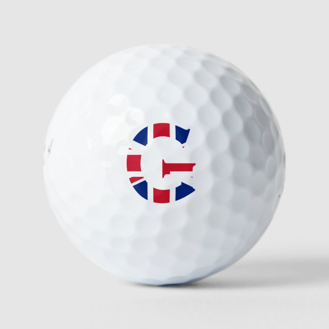 G Monogram overlaid on Union Jack Flag be6 gbt Golf Balls (Front)