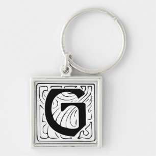G Monogramm schwarz weiß Schlüsselanhänger Keychain