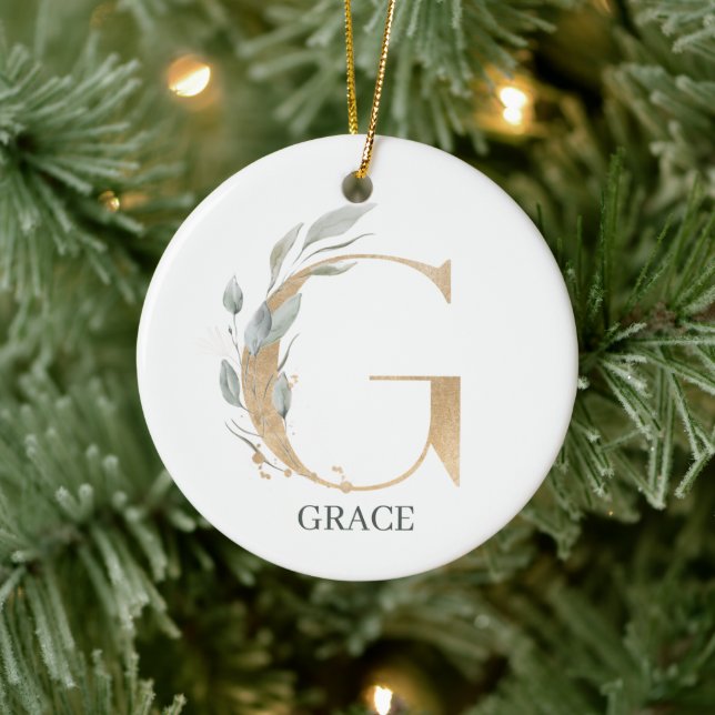 G Monogramme Floral Ornement céramique personnalis (Arbre)