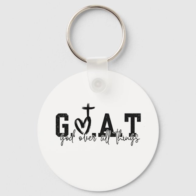 G.O.A.T God Over All Things Christian Jesus Keychain (Front)