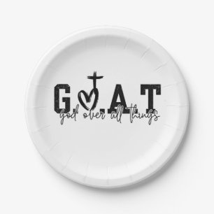 G.O.A.T God Over All Things Christian Jesus Paper Plate