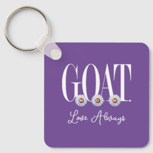 "G.O.A.T. MOM" With Daisies Art Keychain