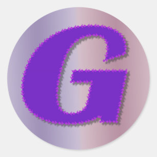 G purple monogram classic round sticker