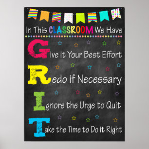 G.R.I.T. Acronym Poster - Growth Mindset