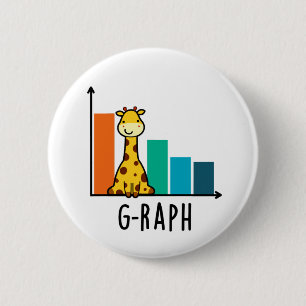 G-raph Funny Giraffe Graph Pun 2 Inch Round Button