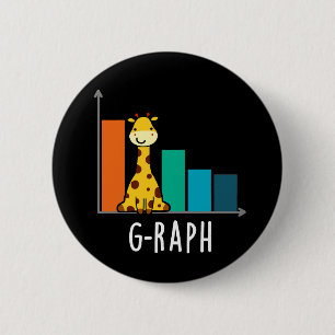 G-raph Funny Giraffe Graph Pun Dark BG 2 Inch Round Button