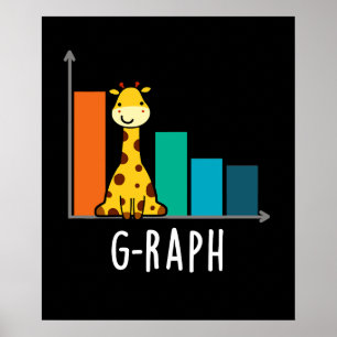 G-raph Funny Giraffe Graph Pun Dark BG Poster