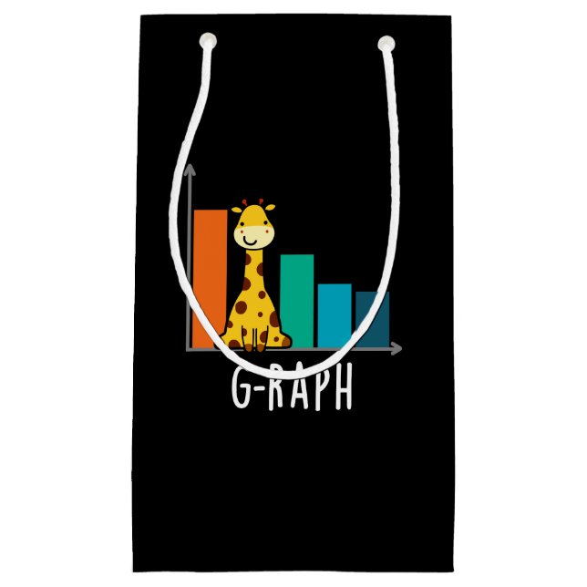 G-raph Funny Giraffe Graph Pun Dark BG Small Gift Bag (Front)