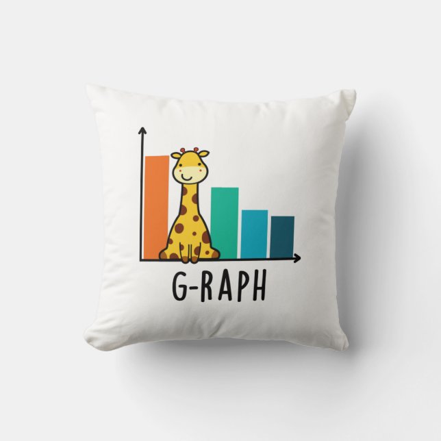 G-raph Funny Giraffe Graph Pun  Throw Pillow (Front)
