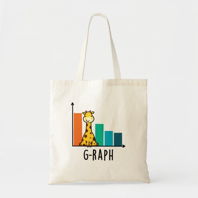 G-raph Funny Giraffe Graph Pun  Tote Bag (Front)