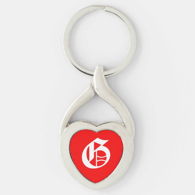 "G" Red Heart Keychain (Front)