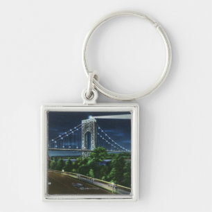 G. Washington Bridge, Hudson at Night Keychain