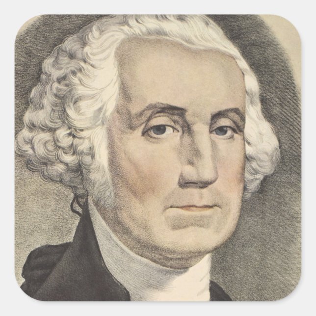 G Washington, Currier and Ives Square Sticker (Front)