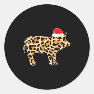 G With Santa Hat Family Matching Christmas Leopard Classic Round Sticker