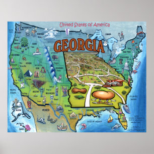 GA USA Map Poster