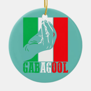 Gabagool Italian American Meat with Hand Sign Ceramic Ornament